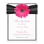 Pink Gerbera with Black Ribbon Save the Date Card Personalized Invitation