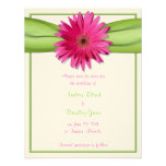 Pink Gerbera with Green Ribbon Save the Date Card Custom Announcements