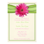 Pink Gerbera with Green Satin Ribbon Invitation
