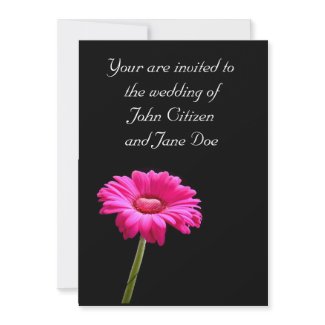 Pink gerbera with heart wedding invitation invitation