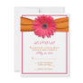 Pink Gerbera with Orange Satin Ribbon Reply Card Custom Invitations