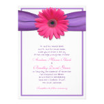 Pink Gerbera with Purple Satin Ribbon Invitation