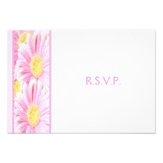 Pink Gerberas on White Reply Card II Custom Announcement
