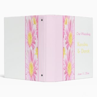 Pink Gerberas on White Wedding Binder