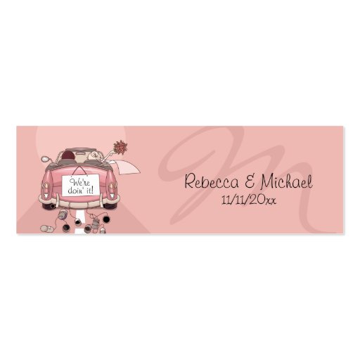 Pink Getaway Car Wedding Favor Tags Business Card Templates (front side)