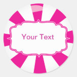 Pink Giant lollipop candy Buffet label Round Sticker