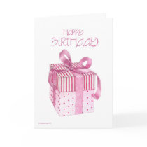 Pink Gift Birthday Card by floatinglemons Pink Gift Birthday Card