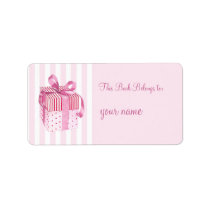 Pink Gift stripes Bookplate Label labels