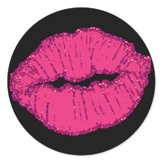 pink giltter lips sticker