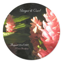 Pink Ginger Tropical Flowers Envelope Seals stickers