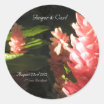 Pink Ginger Tropical Flowers Envelope Seals Sticker
