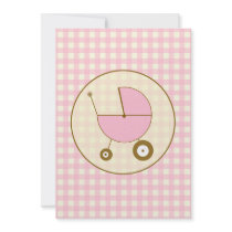 Pink Gingham Baby Shower Invitation