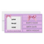 PINK GINGHAM BIRTH ANNOUNCEMENT PHOTO CARD TEMPLATE