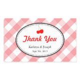 Pink gingham country picnic red cherry wedding rectangle sticker