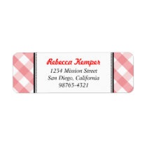Pink gingham country rustic charm return address labels