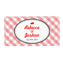 Pink gingham country rustic wedding favor tag labels
