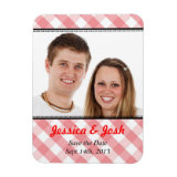 Pink gingham country rustic wedding save the date flexible magnets