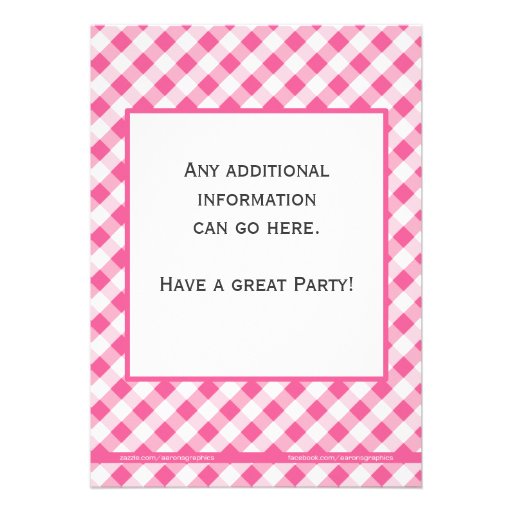 Pink Gingham Cowgirl Birthday Invitation
