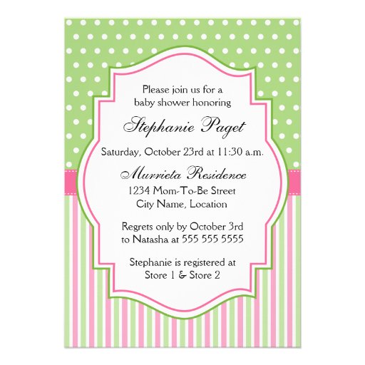 Pink Gingham Elephant Baby Shower Invitation