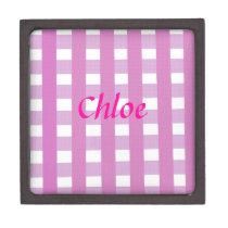 Pink Gingham Fabrick look products Add name Premium Jewelry Box