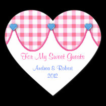 Pink Gingham Heart Candy Buffet Sticker stickers