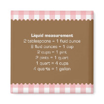 Pink gingham liquid measure chart kitchen helper magnets
