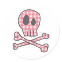 Pink Gingham Pirate Stickers by ARTegrity Pink Gingham Pirate Stickers