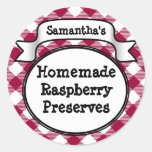 Pink Gingham Strawberry Jelly Jam Jar/Lid Label stickers