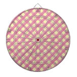 Pink Gingham Vintage Pattern Dartboard With Darts