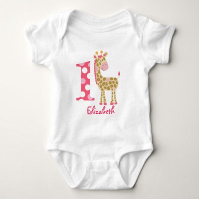 Pink Giraffe 1st First Birthday Custom Shirt