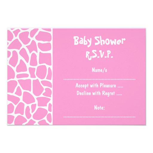 Pink Giraffe Baby Shower Custom Invite