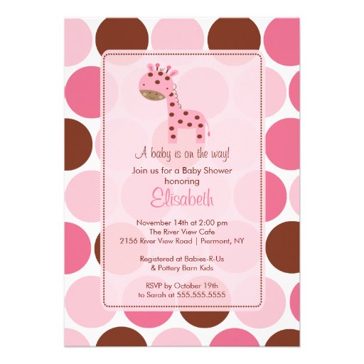 Pink Giraffe Baby Shower Invitation