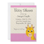 Pink Giraffe Baby Shower Invitations