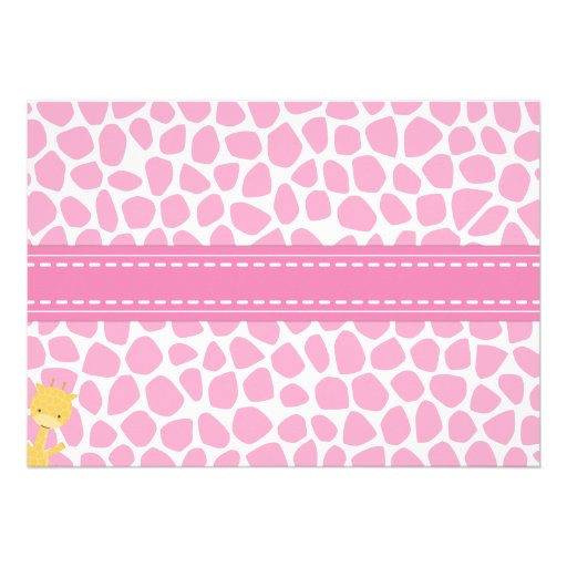 Pink Giraffe Baby Shower Invitations