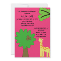Pink Giraffe Paradise Invitation