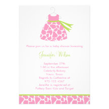 Pink Giraffe Print Baby Shower Invitation