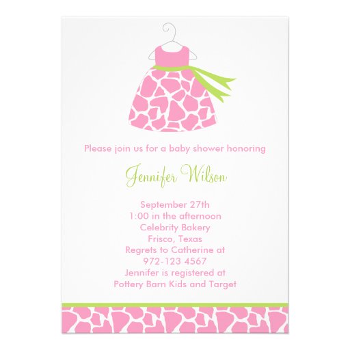 Pink Giraffe Print Baby Shower Invitation