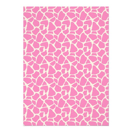 Pink Giraffe Print Birthday Custom Invites