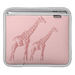 Pink Giraffe Sketch iPad Sleeves