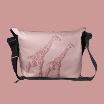 Pink Giraffe Sketch messenger bags