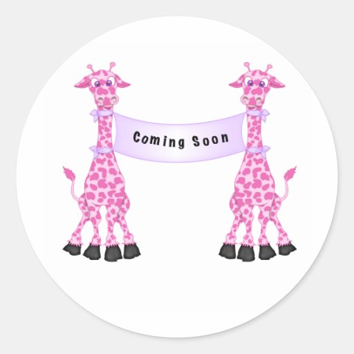 Pink Giraffes Coming Soon Stickers