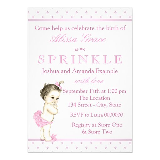 Pink Girl Sprinkle Baby Shower Custom Announcement
