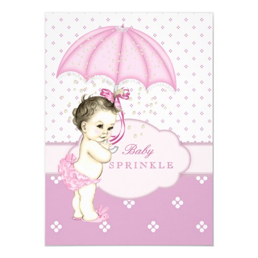 Pink Girl Sprinkle Baby Shower Custom Announcement (front side)