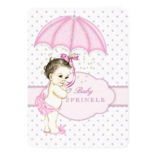 Pink Girl Sprinkle Baby Shower Personalized Announcement