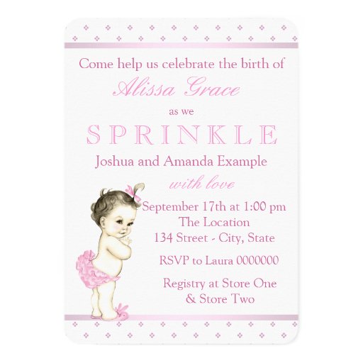 Pink Girl Sprinkle Baby Shower Personalized Announcement