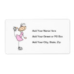 Pink Girl Stick Figure Ice Skater Custom Shipping Label