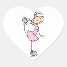 Pink Girl Stick Figure Ice Skater Sticker