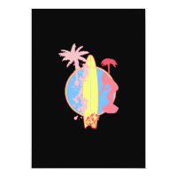 Pink Girl Surf logo Custom Invitations