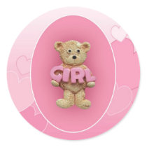 Pink Girl Teddy Bear stickers