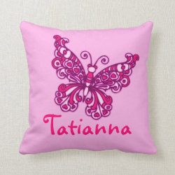 Pink girls named 8 letter butterfly cushion pillow